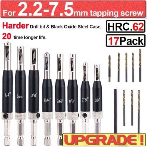 UPGRADE Black Oxide Lock Hinge Drill Bit Set Hardware Drawer Pilot Hole Guides Drill Automatic Positioning Center Dril Bits D30