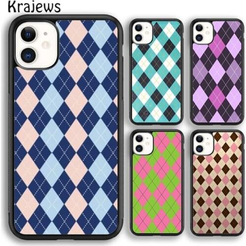 Krajews Argyle Pattern soft Phone Case Cover For iPhone 5s SE 2020 6s 7 8 plus X XS XR 11 12 mini pro max coque Shell