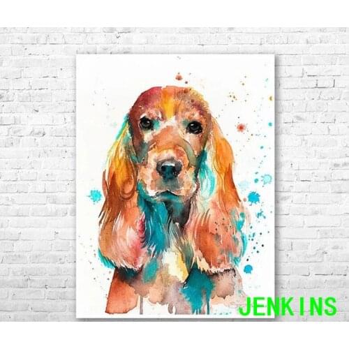 5D Diy Full Square Round Drill English Cocker Spaniel Dog Diamond Painting Cross Stitch Kits Diamond Embroidery Wall Sticker Jen