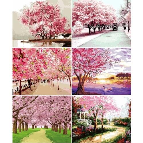 AZQSD Oil Painting By Numbers Summer Landscape Unique Gift 40x50cm DIY Coloring By Numbers Tree Home Bedroom Wall Artwork