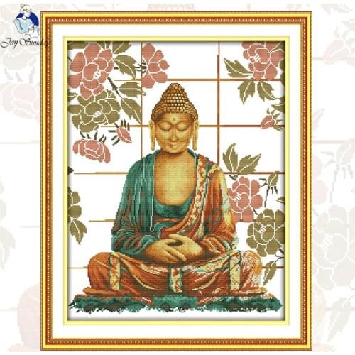 NKF Buddha Counted Cross Stitch Religions Sets Needlework DIY Kits Embroidery Chinese Cross Stitch Chart Pattern for Home Decor