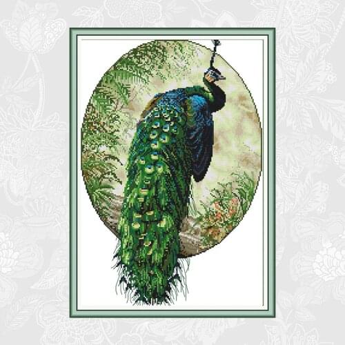 Cross Stitch Peacock Partten DIY Printed on Canvas Embroidery Sets DMC 11CT 14CT Handwork Cross Stitch Kits Needlework Crafts