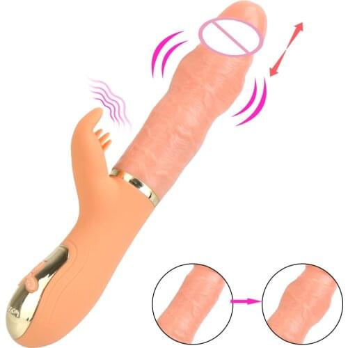 Inflatable/Heatable Handheld Sex Toys for Women Telescopic Dildo Vibrator Clit Licking Vaginal Stimulation Sex Shop