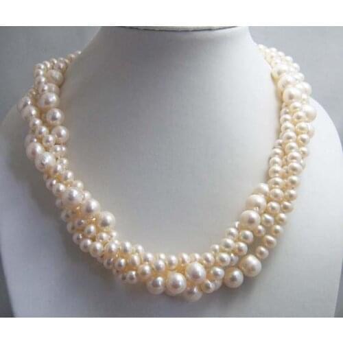 New Arriver Real Pearl Jewellery,Bridesmaid Gifts,Holiday Party Women Jewelry,Four Rows Real Freshwater Pearl Necklace
