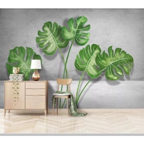 Papel de parede Fresh leaves gray background wall 3d wallpaper,living room sofa TV wall bedroom wall papers home decor mural