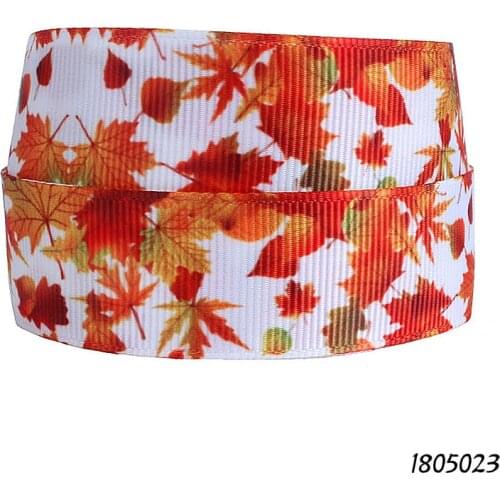 FLRA Ribbon (50 yards/lot) Autumn theme beautiful maple leaf printed grosgrain ribbon