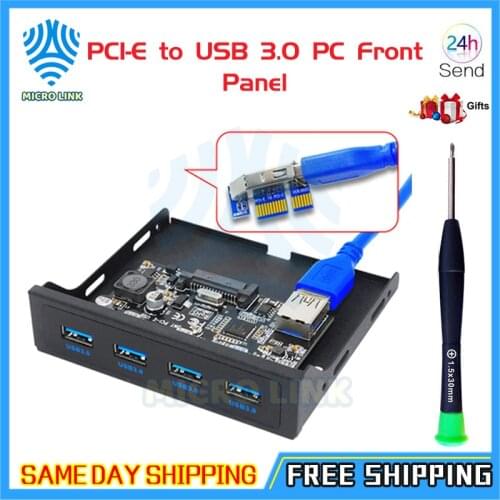 PCI-E to USB 3.0 PC Front Panel USB Expansion Card PCIE USB Adapter 3.5" Floppy USB3.0 Front Panel Bracket PCI Express x1 Riser