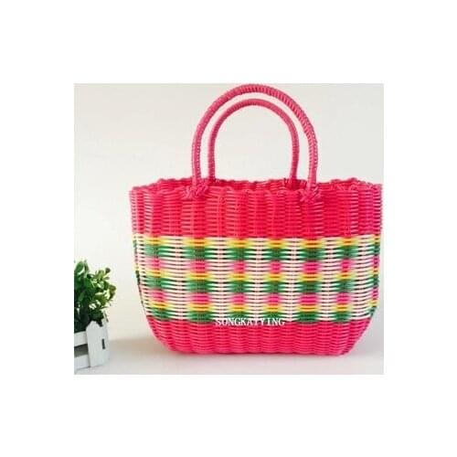 Plastic woven basket, portable shopping basket, sewing pet basket, bathing basket free shipping