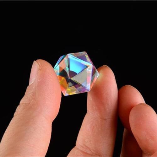 Holiday gift 18mm Cubic Science Cube Optical Prisma Photography with Hexahedral Prism Home Decoration Prism Glass color
