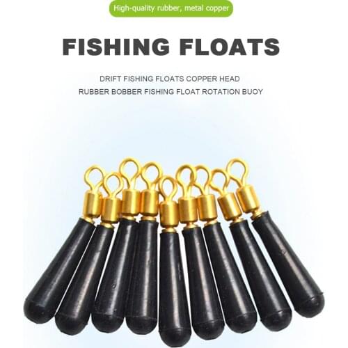 30/100pcs Fishing Gear Block Rotation Drift Fishing Floats Bobber Copper Rubber Fish Float Pesca Accessories