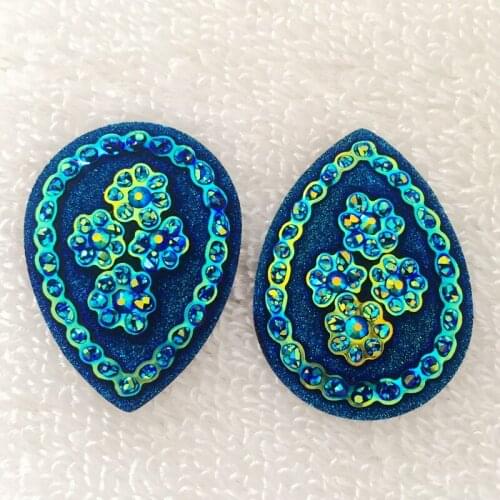 20PCS AB Resin Drop Crystal Rhinestones Flat back Buttons Sew On DIY clothing/jewelry accessories 30*40mm -T021*5