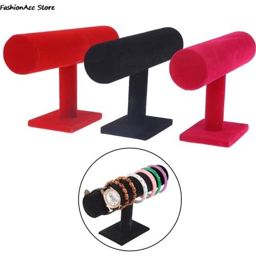 Velvet T-Bar Display Stand Holder Organizer Bracelet Jewelry Watch Headband Rack