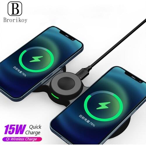 3 in 1 Dual Wireless Charger For Apple Watch 5 4 3 For Fast Wireless Smart Phone Charging Pad For iPhone 12 11 Pro Max XR SE2020