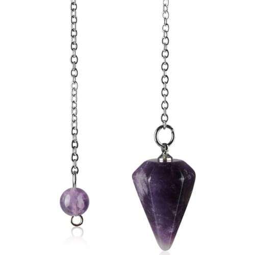 1 Pc Small Size Reiki Pendulum Natural Stone Amulet Healing Crystal Pendant Meditation Hexagonal Pendulums for Men Women Jewelry