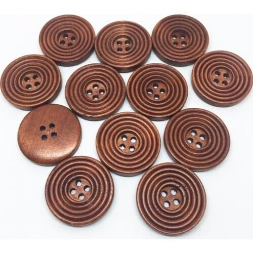100pcs Brown Wood Buttons 25mm Screw Sewing Accessories Fancy Button Embellishments For Scrapbooking