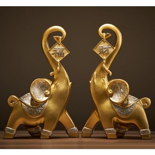 A PAIR 2PCS Home store Company SHOP TOP ART decorative business bring wealth money GOOD LUCK FUGUI elephant FENG SHUI ART Statue