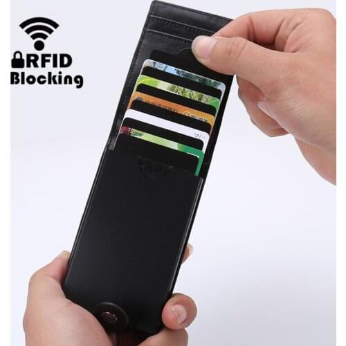 2019 New Style RFID Card Holder And Minimalist PU Wallet with Metal Box RF ID Blocking Cards Holder Mini Purse for Men Women