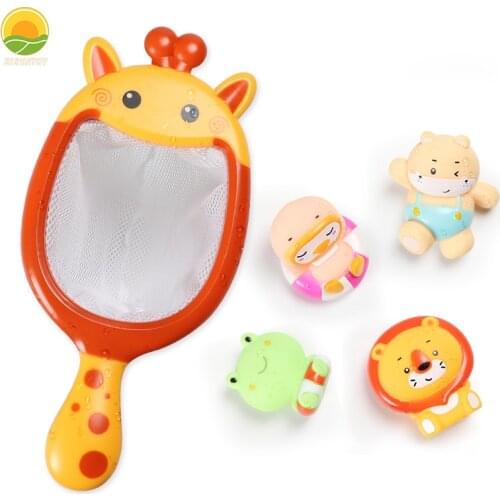 5Pcs Baby Bath Rubber Toys Games Set Bathroom Frog Animal Squeaky Swimming Water Shower Network Soft Childrens Gifts