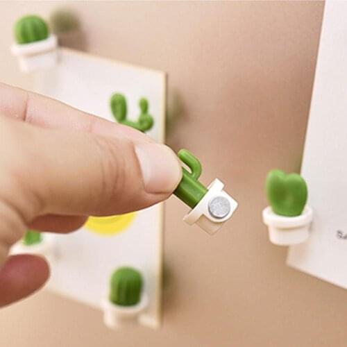 6pcs/Set 3D Cute Succulent Plant Message Board and Reminder for Kitchen Refrigerator Magnet Button Cactus Decoration Gadget Tool
