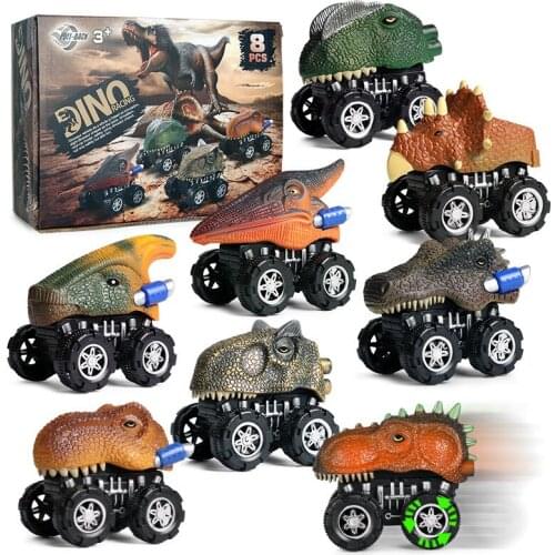 8pcs Dinosaur Monster Truck Toys Pull Back Dinosaur Car Tyrannosaurus Rex Christmas Gifts set for Boys Kids Dino Model Toy Cars