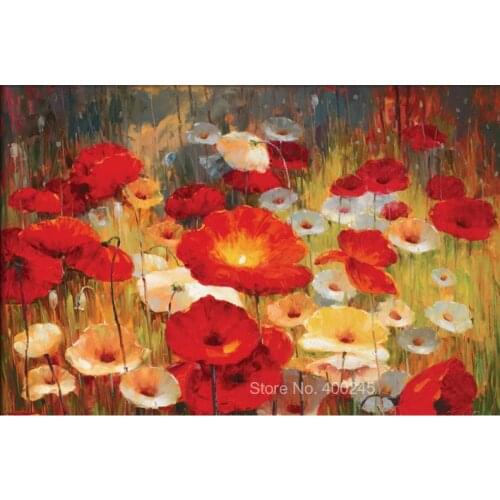 Hot sell famous oil painting flower Meadow Poppies I by Shirley Novak Painting canvas High quality hand painted modern Art