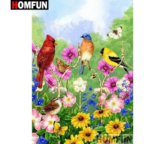 HOMFUN 5D DIY Diamond Painting Full Square/Round Drill "Bird flower" Embroidery Cross Stitch gift Home Decor Gift A08154
