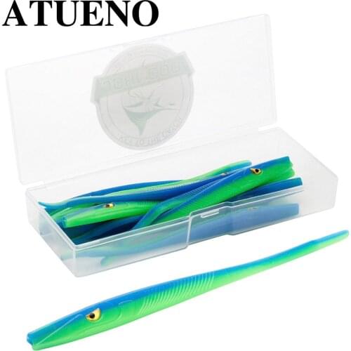 ATUENO Crazy Slug 10pcs Soft Bait Fishing Lures 125mm 3.8g vinyl Soft Lures Needfish Saltwater Bass lure Silicone Swimbait