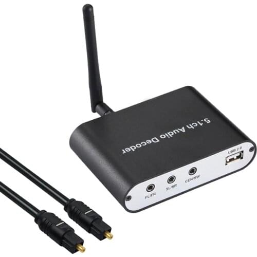 DAC Audio Converter With Bluetooth Receiver Optical Coaxial USB disk to 3.5MM Jack FL/FR SL/SR CEN/SW 5.1ch Analog Audio Output