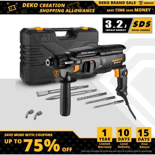 DEKO DKRH26H2/DKRH20H3 Multifunctional Rotary Hammer with BMC&6pcs Accessories Electric Demolition Hammer Impact Drill