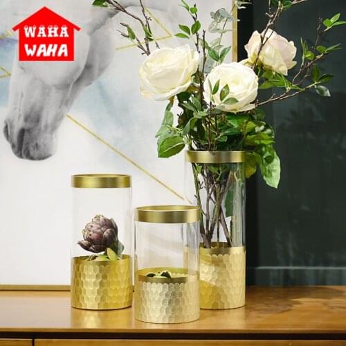 European Honeycomb Crystal Glass Vase Popular Glass Vases Crystal Cups Gold Hexagon Mosaic Metal Creative Home DecorParty Decor