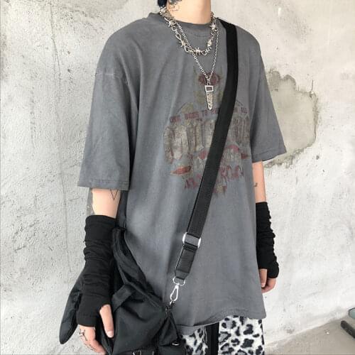 Men and Women T Shirt Summer Oversized Short Sleeve Round Neck Japanese Style Retro High Street Cartoon Print Loose Cototon Tees