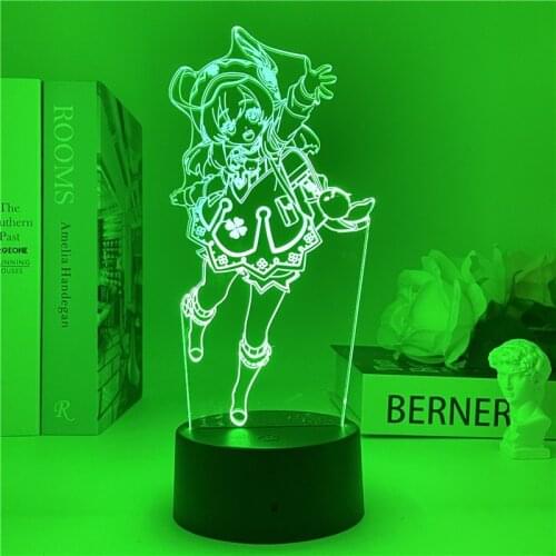 Genshin Impact Game Character Stand Model Plate Klee Diluc Venti Qiqi Barbara Zhongli Xiao Acrylic Standing Sign Led Night Light