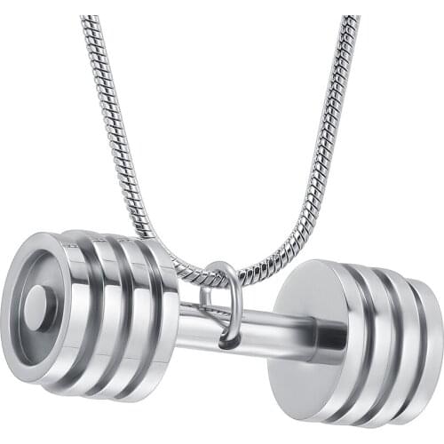 K10537 Urn Necklace for Ashes Dumbbell Pendant Locket Stainless Steel Keepsake Memorial Cremation Jewelry for Ashes Unisex
