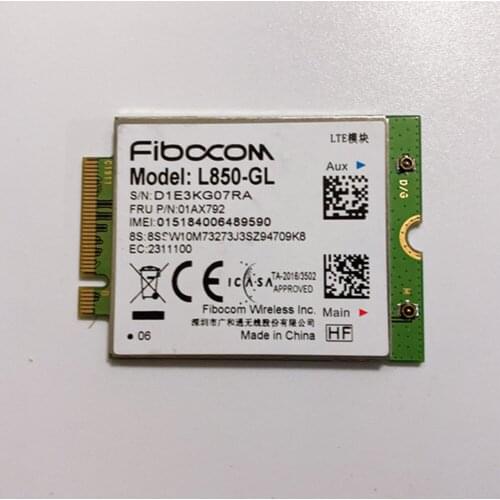 Fibocom L850-GL WWAN Card For Thinkpad X1 carbon 6th/7th gen X280 T480 T580 T490 P52s X390 X1 Yoga 3rd gen X380 Yoga 01AX792