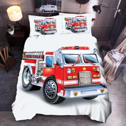 3D Printed fire truck Duvet Cover Set For Kids 2/3pcs Single Queen King Bedclothes Bed Linen Bedding Sets No sheet SJ400