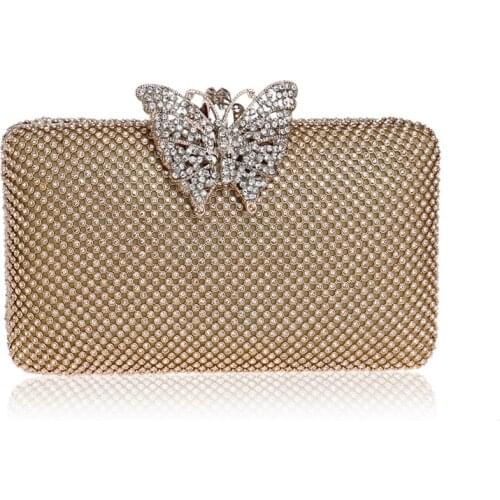 Luxury Fashion Rhinestone Buckle Womens Evening Bags Female Dress Wedding Party Clutch High Quality Designer Chain Female Purse