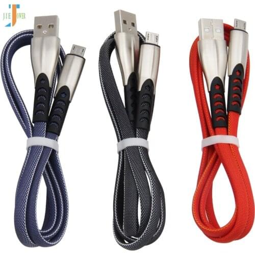 Micro USB Cable 2A Zinc alloy metal flat braided Fast Charge Data Cable for Samsung Xiaomi LG Tablet Android USB Charging Cord