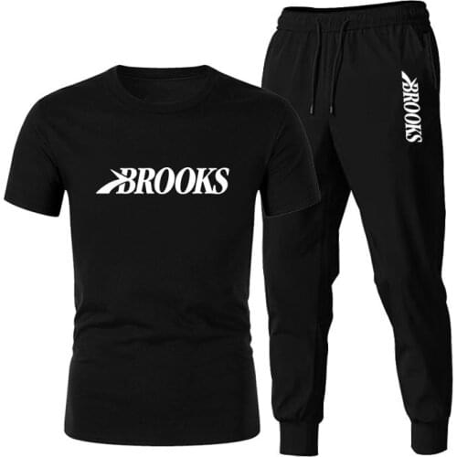 2021 Summer New Brand Mens Casual Sports Suit Mens Running Pants Trousers Gym 2-piece Cotton T-shirt Mens Sports Suit Boy