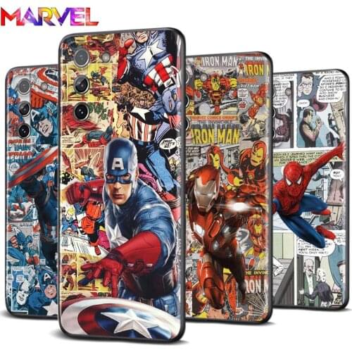 Spiderman captain america for Samsung S20 FE Ultra Plus A91 A81 A71 A51 A41 A31 A21S A72 A52 A42 A02S Soft Black Phone Case
