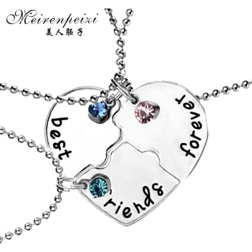 Set Of 3 Friendship Necklace Personalised Best Friend Forever Charm Pendant Necklace Christmas Stocking Filler Gift BFF Jewelry