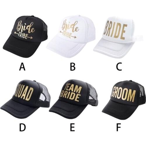Bride Tribe Snapback Trucker Mesh Hat Gold Letters Arrow Wedding Baseball Cap