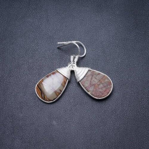 Natural Picasso Jasper Handmade Unique 925 Sterling Silver Earrings 1.5" Y3624