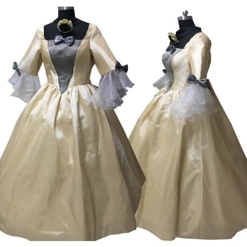 2020 New champagne victorian Halloween Cosplay dress Colonial Georgian Renaissance Gothic Historical dress D-558