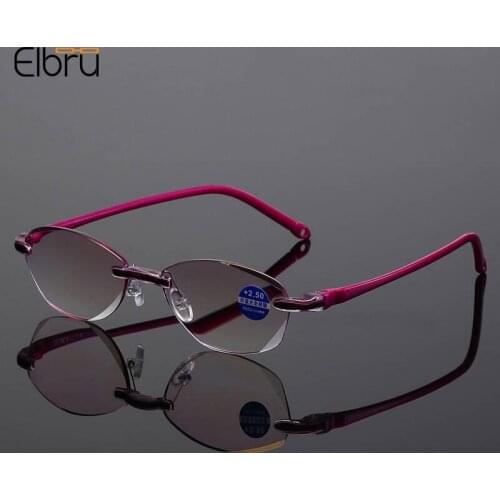 Elbru +1.0+1.5 +2.0+2.5+3.5+4.0 Frameless Anti-blue Rays Reading Glasses Retro Women Presbyopia Prescription Eyeglasses Unisex