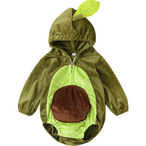 Autumn Winter Warm Toddler Baby Romper Infant Newborn Baby Boy Girl Cartoon Avocado Plush Jumpsuit Baby Costumes