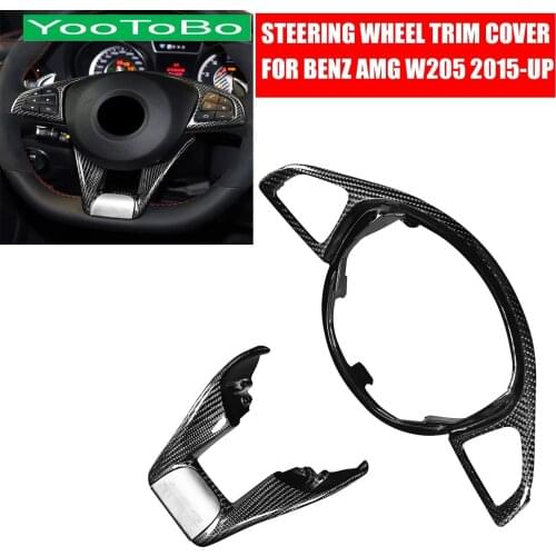 Carbon Fiber Steering Wheel Trim Cover For Mercedes BENZ AMG W205 C63 C63S W218 W213 W117 W116 W217 W176 CLS63 GLA45 GLS63 A45