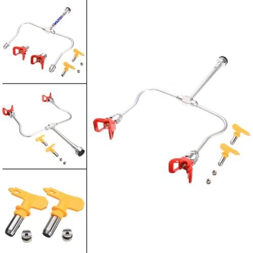 Spray Gun Pole Airless Paint Spray Extension Pole Double Nozzle Head + Tips For Spraying Machine