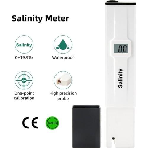 Portable Digital Salinity Meter 0~19.9‰ High Precision Salt Content Concentration Test Pen for Kitchen, Aquaculture, Laboratory