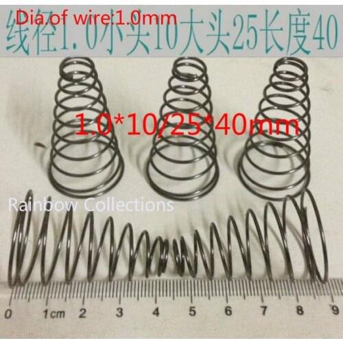 12pcs 1.0*10&25*40mm Stainless steel conical coil springs,conical spiral compression spring, double conical spring