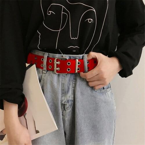 Women Punk Chain Fashion Belt Adjustable Double/Single Row Hole Eyelet Waistband with Eyelet Chain Decorative Belts 2020 New